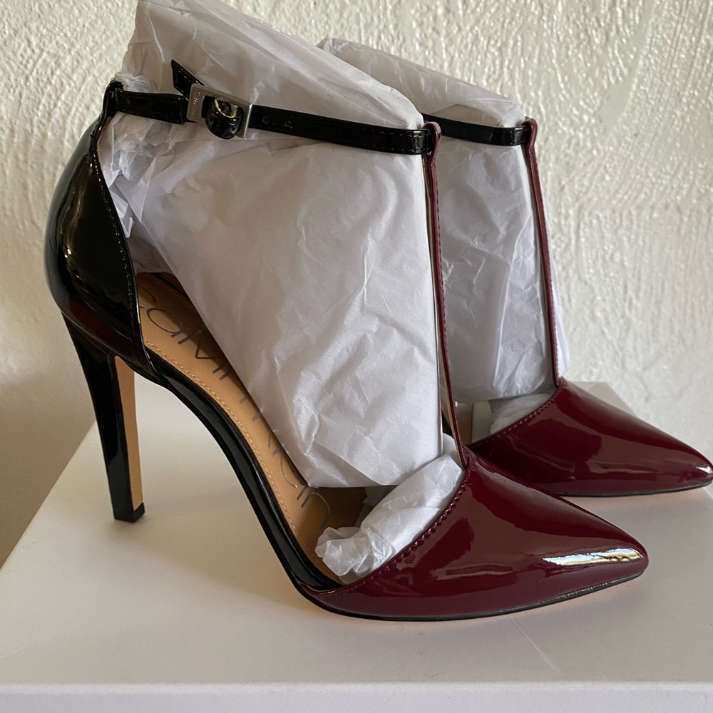 Calvin Klein Burgundy and Black Heels